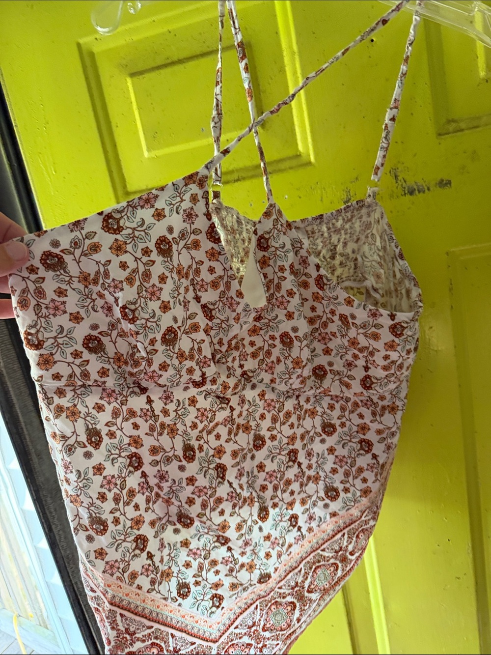 No Boundaries White Cami Tank with Brown Floral Print